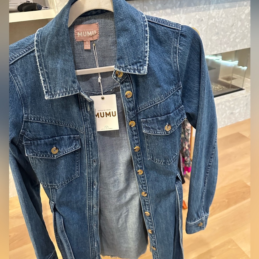 Denim Belted Button Dress